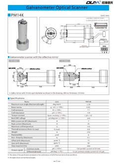 Specification for PM14K galvanometer motor